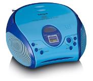 Lenco SCD-24 Kids - Radio CD speler met AUX-uitgang en sticker set - Blauw