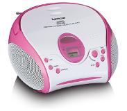 Lenco SCD-24PK kids - Draagbare stereo FM radio met CD-speler - Roze - White-Pink|Maat: