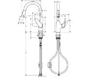 Hansgrohe focus m42 ééngreeps keukenmengkraan met uittrekbare vuistdouche en twee straalsoorten 36,4 cm, chroom