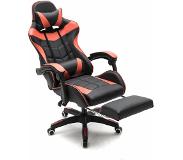 Vdd Gamestoel met voetsteun Cyclone tieners - bureaustoel - racing gaming stoel - rood zwart