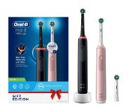 Oral-B Elektrische Tandenborstel Pro 3 3900 Duo Zwart En Roze - Incl. 3 Opzetborstels