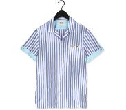 Scotch & Soda Casual overhemd Lightweight Structured Shortsleeve Shirt IN Organic Cotton Blauw/wit gestreept Heren | Maat M