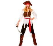 Wicked Pirate shipmate kostuum (bruin, rood, wit en zwart, Maat M)