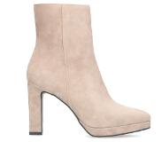 Manfield Beige suède enkellaarsjes met hak | Maat 38