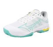 Mizuno Tennisschoen Mizuno Women Wave Exceed Light CC White Turquoise High Visibility-Schoenmaat 38,5