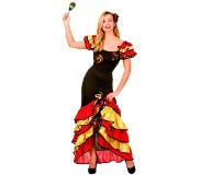 Wicked Spaanse rumba jurk (zwart, geel en rood, XS)