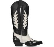 Sacha leren cowboylaarzen zwart/wit Dames | Maat: 38