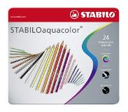 Stabilo STABILOaquacolor kleurpotlood, metalen doos van 24 stuks in geassorteerde kleuren