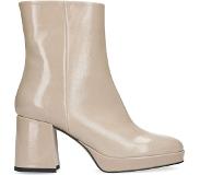 Manfield Off-white lak leren enkellaarsjes | Maat 38