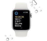 Apple Watch SE (2022) 40mm Zilver Aluminium Witte Sportband