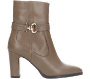 Manfield Taupe leren enkellaarsjes met hak | Maat 40