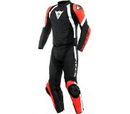 Dainese Avro 4 Leather 2Pcs Suit Black Matt Fluo Red White 52