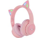 IMoshion Kids LED Light Cat Ear Bluetooth Headphones - Kinder koptelefoon - Draadloze koptelefoon + AUX kabel - Roze