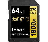 Lexar SDXC Professional 64GB 1800X UHS-II V60 Gold