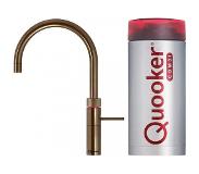 Quooker NL Fusion Round keukenkraan koud, warm en kokend water met COMBI reservoir messing patina 22FRPTN