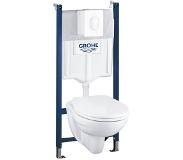 GROHE Lecico Perth Quickfix toiletset met hangtoilet, wit bedieningspaneel en Rapid SL inbouwreservoir