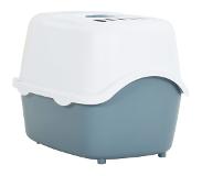 vidaXL Kattenbak Met Deksel 56x40x40 Cm Polypropeen Wit En Blauw