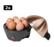 Bestron 2x Bestron Eierkoker voor 7 eieren, incl. watermaatbeker, 3 hardheidsgraden, 350 watt, kleur: koper