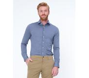 Dutch Dandies Knitted Slim Fit Overhemd Heren LM Blue Marine | Maat: 40 | 100% katoen