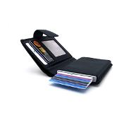Figuretta leren RFID uitschuifbare creditcardhouder - Portemonnee - Anti skim pasjeshouder - Nappa Blauw