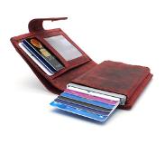 Figuretta leren RFID uitschuifbare creditcardhouder - Portemonnee - Anti skim pasjeshouder - Hunter Rood