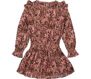 LEVV jurk Babet met all over print en ruches roze/bruin Meisjes | Maat: 98