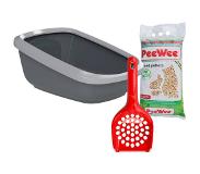 Peewee EcoGranda Kattenbak XXL - Grijs/Antraciet - 66,5 x 48,5 x 28 cm