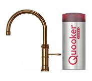 Quooker NL Classic Fusion round kokendwaterkraan opbouw uitloop draaibaar met Combi reservoir messing patina 22CFRPTN