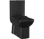 Klea Lara Toiletpot Muur/Onder Uitgang Mat Zwart (Compleet Duoblok set)