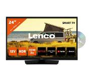 Lenco 24" Smart Tv Met Ingebouwde Dvd Speler En 12v Auto Adapter Lenco Dvl-2483bk Zwart