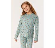 Woody pyjama van rekbare ribkatoen meisjes/dames - grijsblauw met uil all-over print - 222-1-WPC-R/947 - maat 140