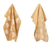 Bunzlau Castle Keukenset Dots - 2x keukendoek + 2x theedoek - Geel