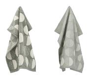 Bunzlau Castle Keukenset Dots - 2x keukendoek + 2x theedoek - Donker groen