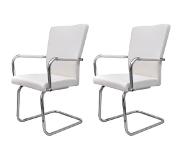 vidaXL Eetkamerstoelen modern design kunstleer wit 2 st online kopen