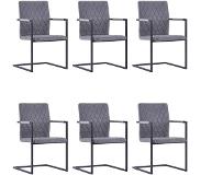 vidaXL Eetkamerstoelen 6 st kunstleer donkergrijs