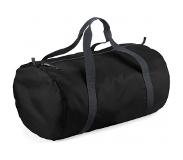 Bagbase Zwarte ronde polyester sporttas/weekendtas 50 x 30 x 26 cm - Sporttassen