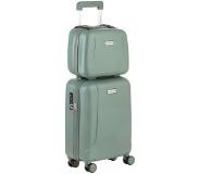Carryon Skyhopper Handbagage en Beautycase - 55cm TSA Trolley en Make-up koffer - Olijf