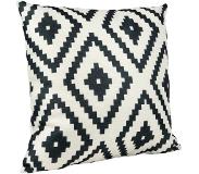 QUVIO Kussenhoes met ruit patroon (dikke lijnen), 45 x 45cm - Zwart / beige