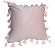 QUVIO Kussenhoes met franjes, 45 x 45cm - Licht roze
