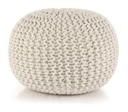 vidaXL Poef handgebreid 50x35 cm katoen wit online kopen