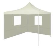 vidaXL Partytent met 2 zijwanden inklapbaar 2x2 m staal crème