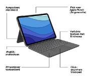 Logitech Combo Touch Apple iPad Pro 11 inch (2022/2021/2020) Toetsenbord Hoes QWERTY Grijs