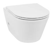 Saqu Wash 2.0 randloos hangtoilet met warm/koud water bidetkraan en toiletbril Wit