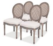vidaXL Eetkamerstoelen linnen en rattan 4 st online kopen