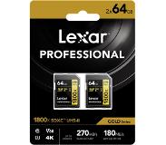 Lexar SDXC Professional 64GB 1800X UHS-II V60 Gold - 2pack