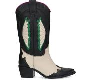 Sacha leren cowboylaarzen zwart/ecru Dames | Maat: 39