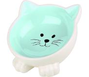 DOBENO Happy Pet kattenbak Orb keramiek 16,5 x 8 cm crème/mintblauw