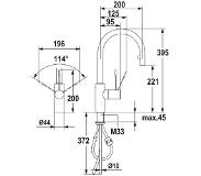 Kwc Ono Keukenmengkraan 22cm 3/8 inch flexibele slang 1 kraangat RVS