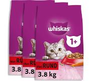 Whiskas 3x Whiskas Kattenvoer Adult Rund 3,8 Kg
