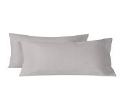 Happy Basics Set van 2 kussenslopen Evelien | Happy Basics katoen grijs 45x110x0.2 cm kussenslopen | NADUVI